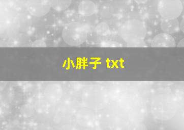 小胖子 txt